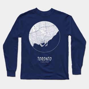 Toronto, Ontario, Canada City Map - Full Moon Long Sleeve T-Shirt